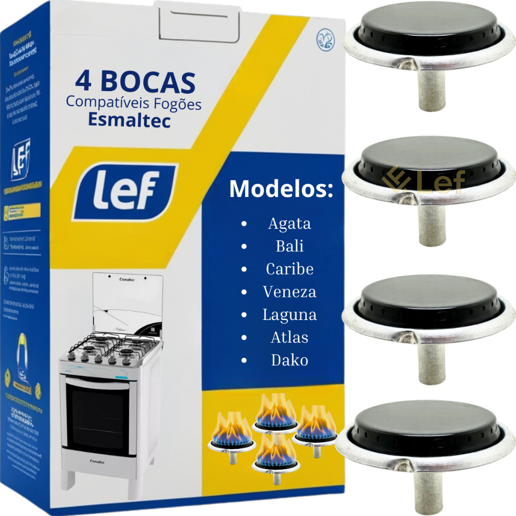Kit Com 4 Bocas Para Fogão Esmaltec Agata Bali Caribe Veneza em Oferta na Shopee