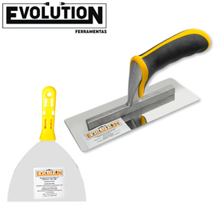 Desempenadeira Rígida 24x11cm Evolution + Espátula Aço Inox para Massa Corrida Gesso Acabamento em Oferta na Shopee