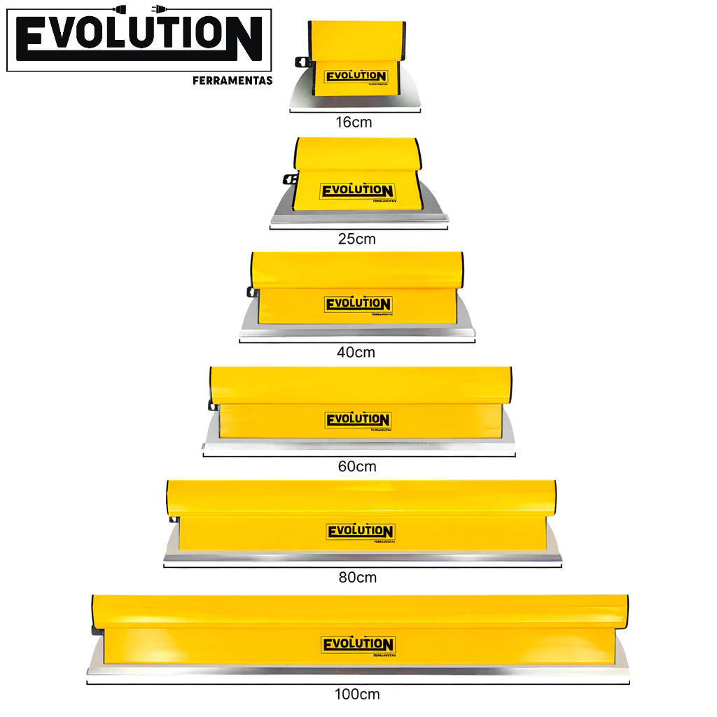 Evolution Kit Desempenadeiras Lâmina Flexível 16 a 100 cm p Acabamento Nivelamento Alisamento
