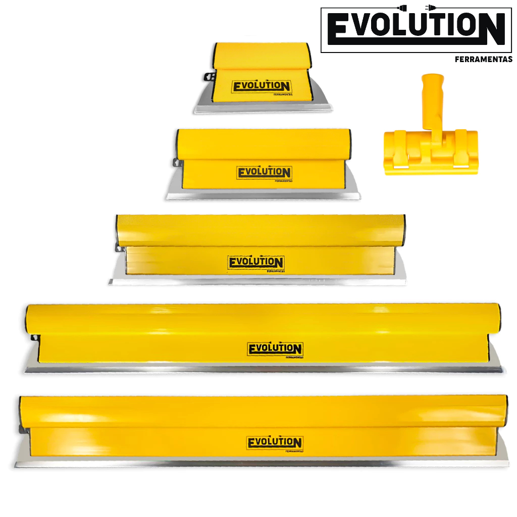 Desempenadeira Aço Inox Flex Evolution 25, 40, 60, 80 e 100cm + Suporte Alongador P/ Massa Corrida em Oferta na Shopee