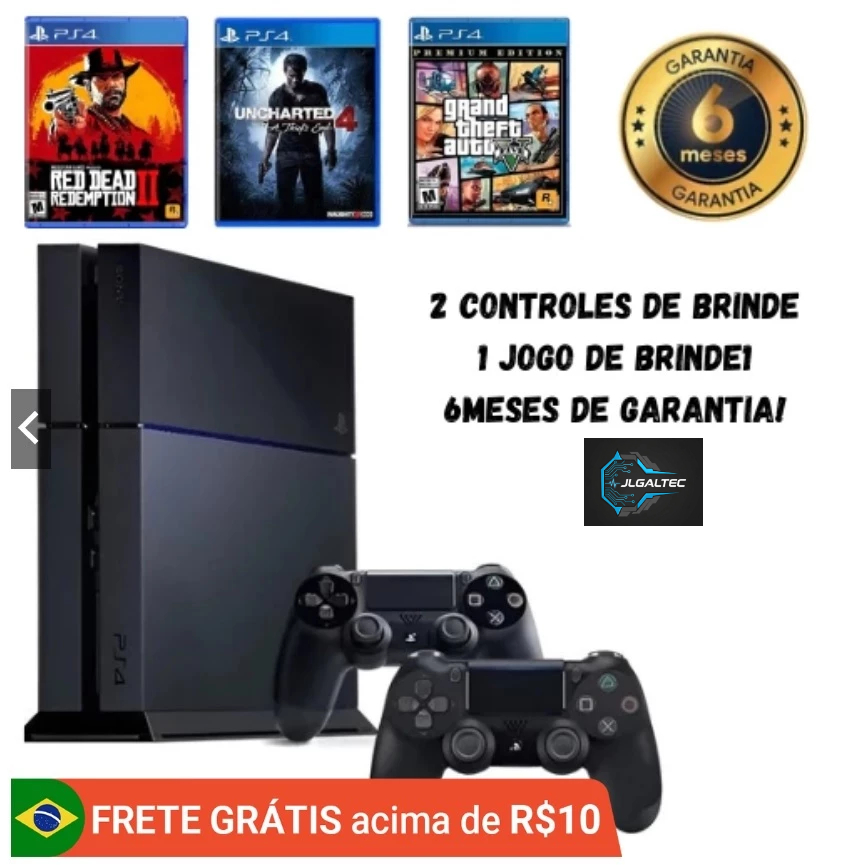 Sony Playstation 4 - PS4 FAT - HD 1Tera - 6 Meses Garantia - 2 Controles + Jogo Escolha (Disponib. Estoque)