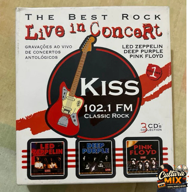 CD Triplo The Best Rock Live in Concert Kiss FM Led Zeppelin Deep Purple Pink Floyd Internacional