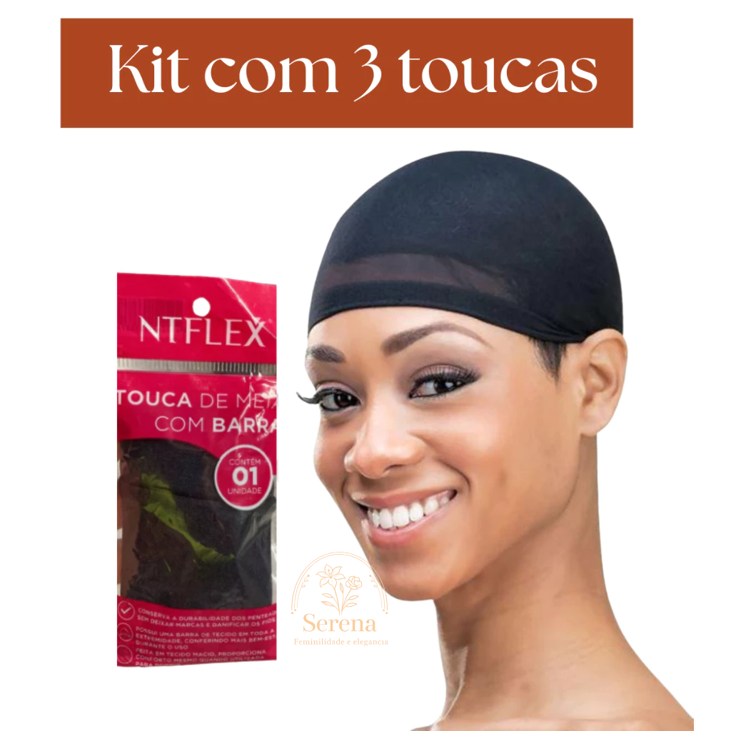 Kit 3 Toucas Nero Para Wig Touca Fina para Prender Cabelos Preta Alisamento Anti Frizz Para Dormir
