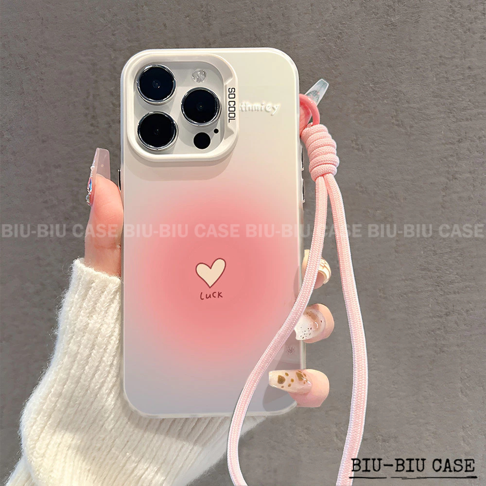 Capinha capa coração em degrade Para SAMSUNG Galaxy A55 A54 A35 A34 A25 A15 S24 S23 S25 pulseira rosa Capa TPU 