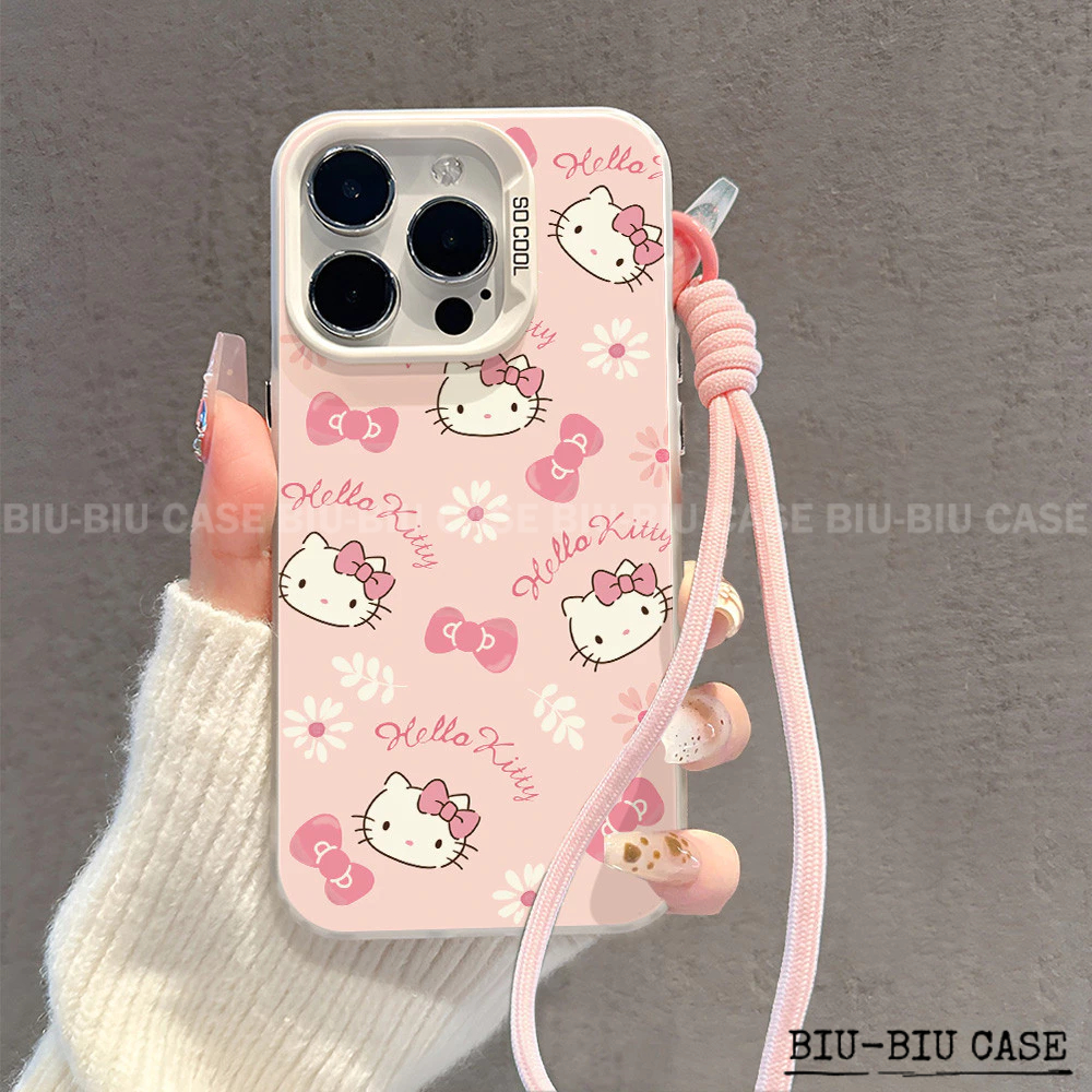 Capinha capa gatinho com laços Para SAMSUNG Galaxy A55 A54 A35 A34 A25 A15 S24 S23 S25 pulseira rosa Capa TPU 
