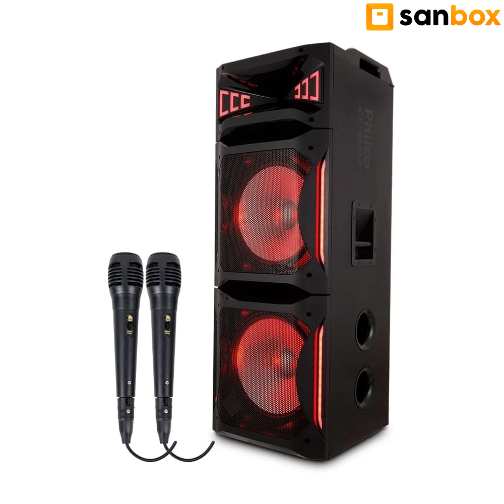 Alto Falante Acústico Ex Bass Flash Lights Philco Pcx30000 C/ 02 Microfones