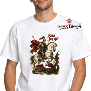 1 Camiseta São Jorge Santo Guerreiro Estampa Vintage em Oferta na Shopee