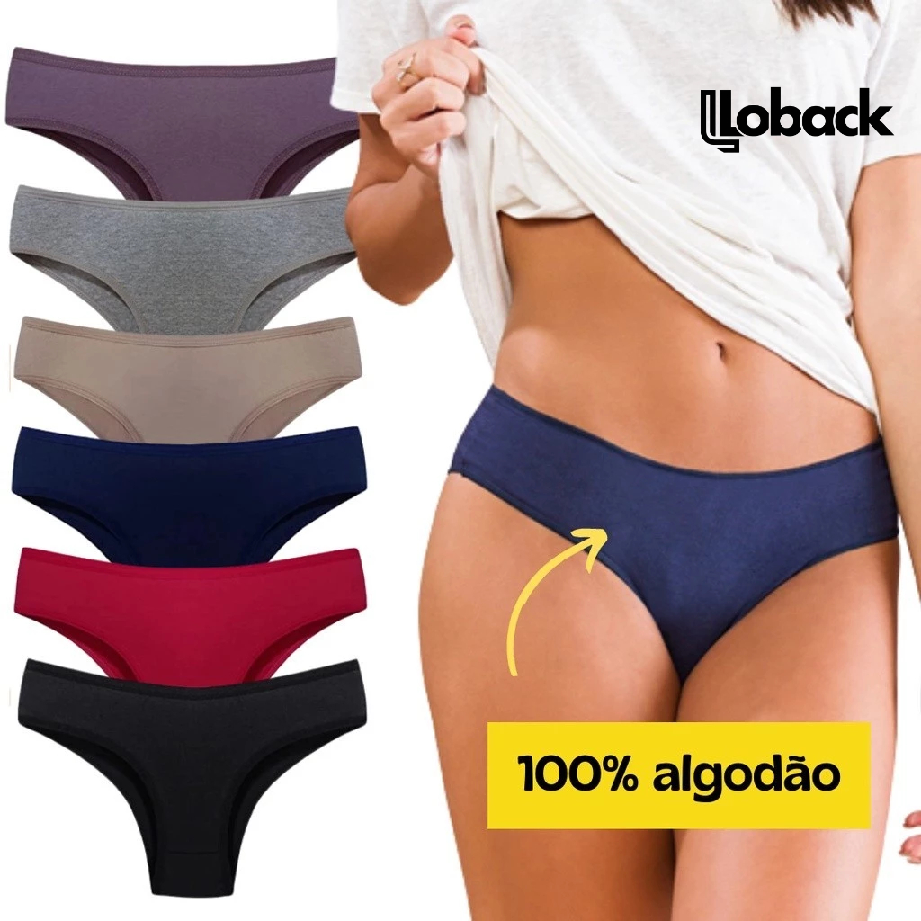 kit 10 Calcinhas lisas tanga Básica 100% Algodão Ant alergica - 101