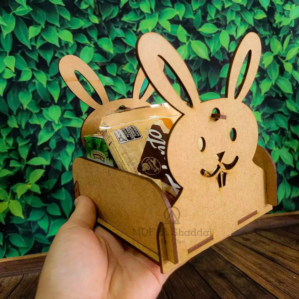 Cesta Coelho de Páscoa MDF Lembrancinha Chocolate Presente Caixa