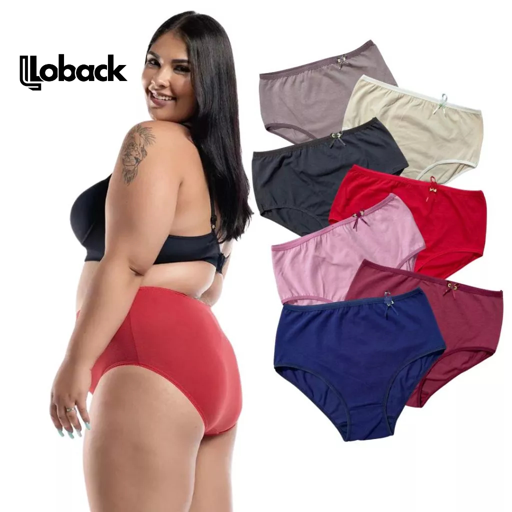 Kit 3 Calcinha Calçola PLUS SIZE  100% Algodão Cintura Alta Pós Parto Cacinha Vovó Ref:075