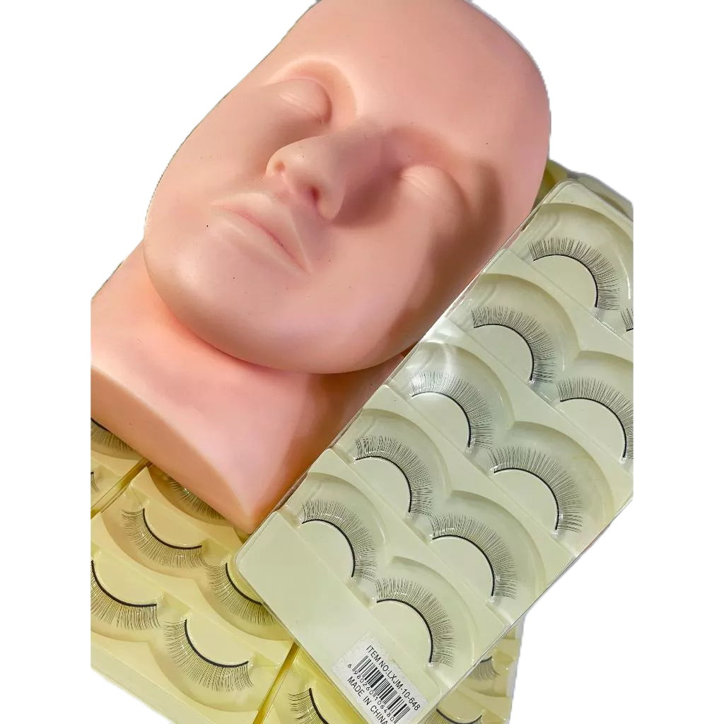 Kit cabeça + 10 pares cílios de treino /boneco de treino para extensão de cílios