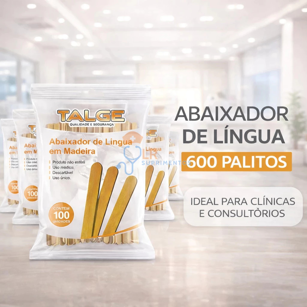 Abaixador de língua Talge em madeira 600 unidades Otimo Para Medico Estética Odonto Clínica