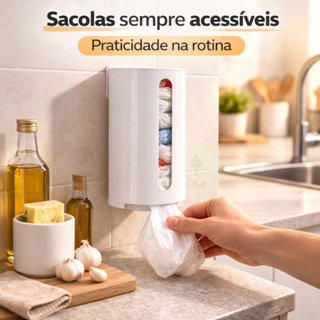 Porta Sacolas de Parede Compacto - Puxa Saco para Cozinha - Dispenser de Parede, Porta Sacola Branco em Oferta na Shopee