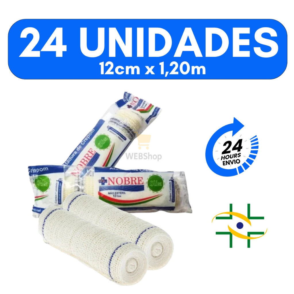Faixa De Atadura De Crepom Curativo Algodão Com 24 Rolos