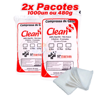 Compressa De Gaze 13 Fios Hidrófila 2x Pacotes Curativo 1000un ou 480g em Oferta na Shopee