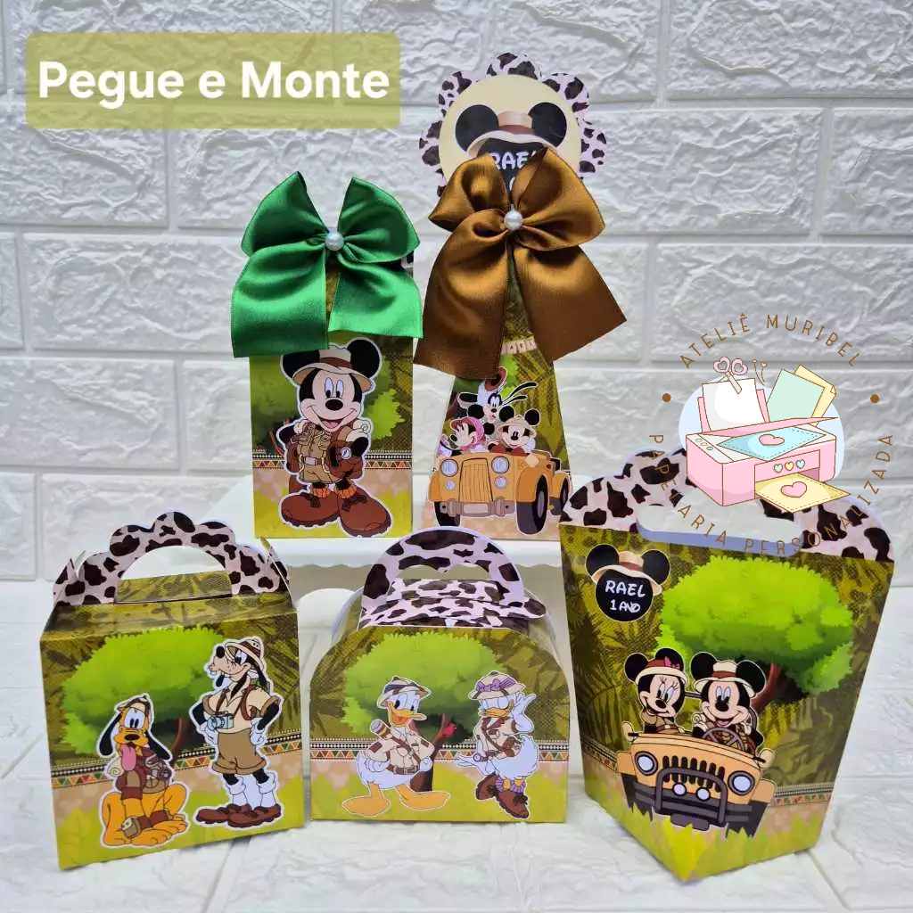 Kit Festa MICKEY SAFARI/Caixinhas personalizadas/Lembrancinha MICKEY SAFARI/Festa Infantil/Aniversário