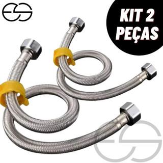 Mangueira de água metal flexível água fria Aço Inox 50cm 1/2 Polegada Fêmea x Fêmea Banhe…