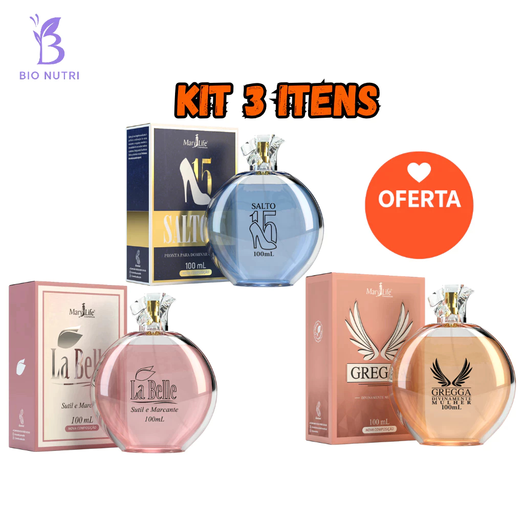 💖✨ Kit 3 PERFUME Mary Life - Gregga, La Belle e Salto 15 ✨💖 em Oferta na Shopee