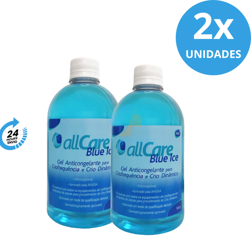 Kit 2x Gel Anticongelante Criofrequência Blue Ice 560g Frasco RMC