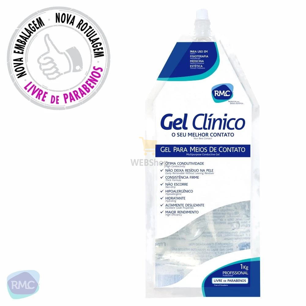 Gel Clinico Contato Condutor Ultrassom Incolor 1kg Bag RMC Tens Fes