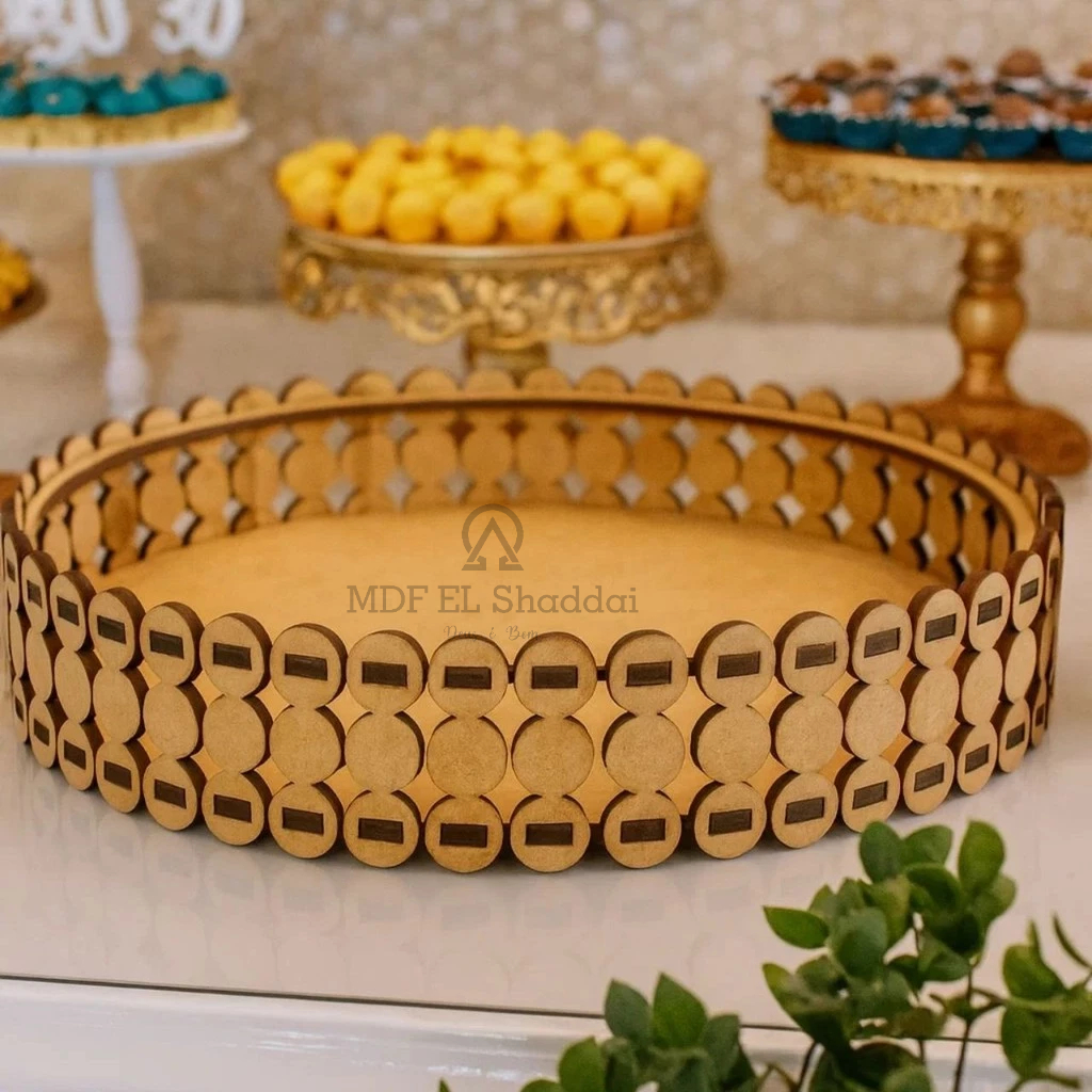 Bandeja Redonda Para Decoração MDF Cru Artesanato G