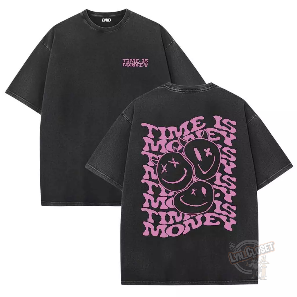 Camiseta Estonada Time Is Money   100% Algodão Camisa Streetwear Temos Plus Size Lançamento - Envio Rápido