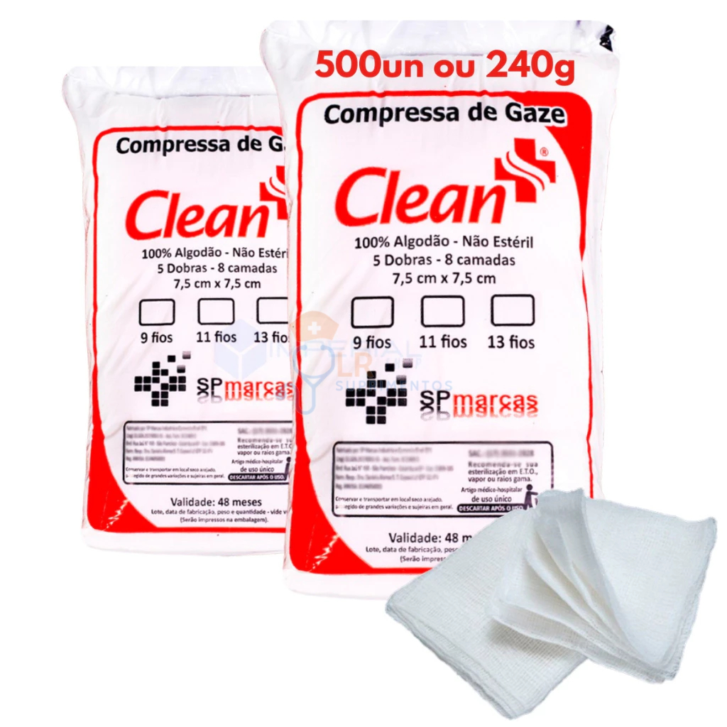 Compressas De Gazes 13 Fios Com 1000 Unidades Não Esteril