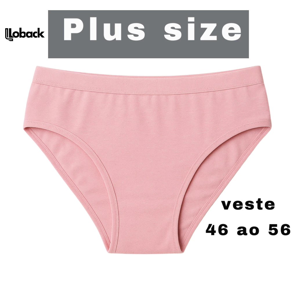 Kit 3 Calcinha Plus size Cintura Alta Micro Fibra Forro100 % Algodão