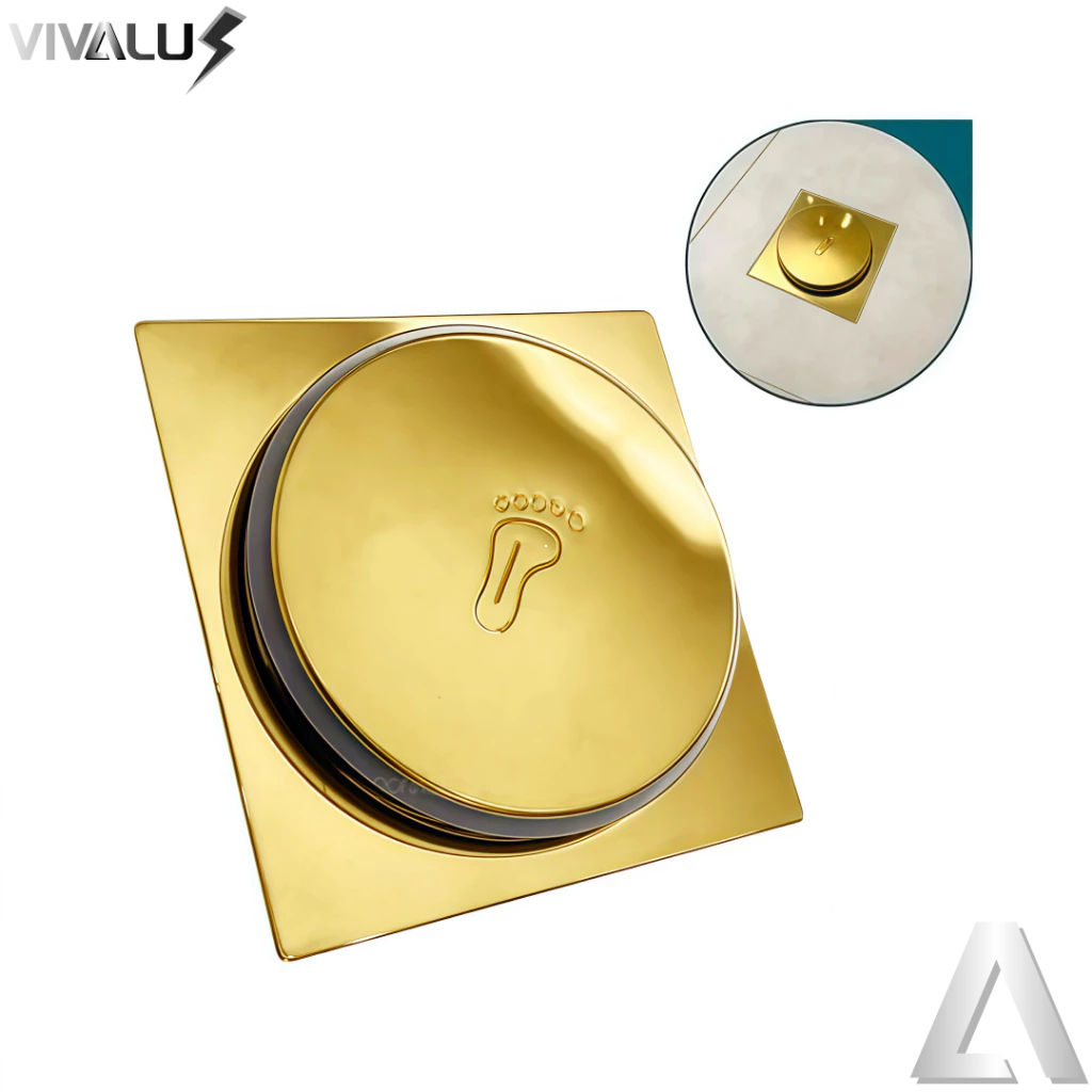 Ralo Click Inteligente 10x10 15X15Cm Quadrado Dourado Preto Cromado Ralo Inox Anti Odor Moderno