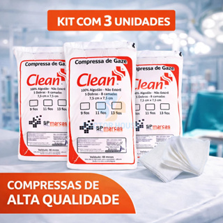 Compressa De Gaze 13 Fios Hidrófila 1500Un ou 720g (3x Pacotes 240g) em Oferta na Shopee