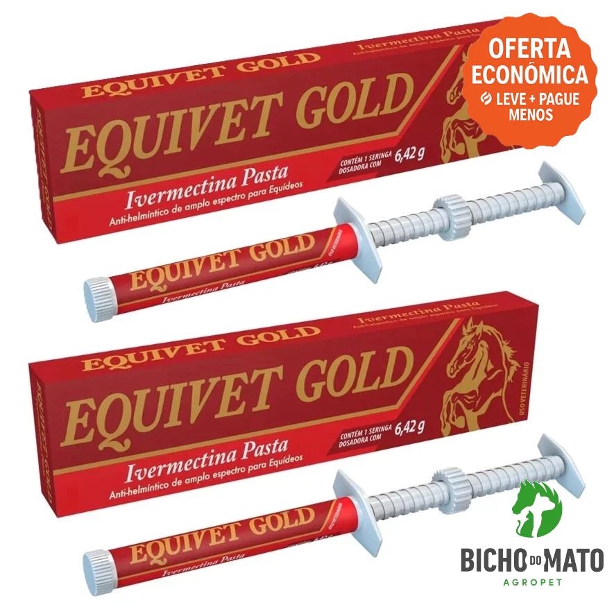 Kit 2 Equivet Ivomec Gold 6,42 - Ivermectina Vermífugo Cavalos - VetBras