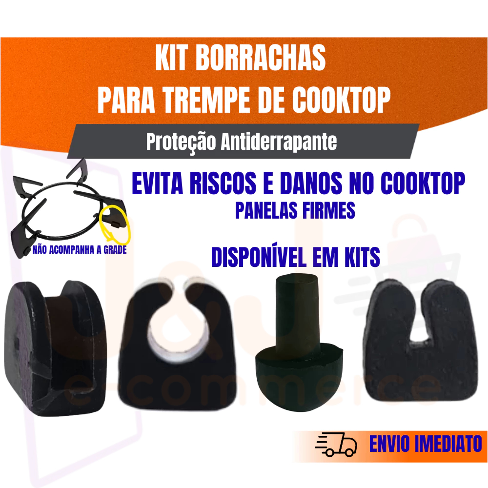 Imagem Kit Borrachinhas Cooktop Pé Antiderrapante de Grade Trempe Fogão Proteção  Borracha Anti Risco Vidro