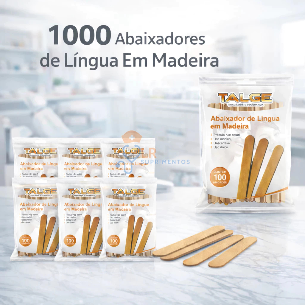 Abaixador de língua de madeira Talge 1000 unidades Otimo Para Medico Estética Odonto Clínica