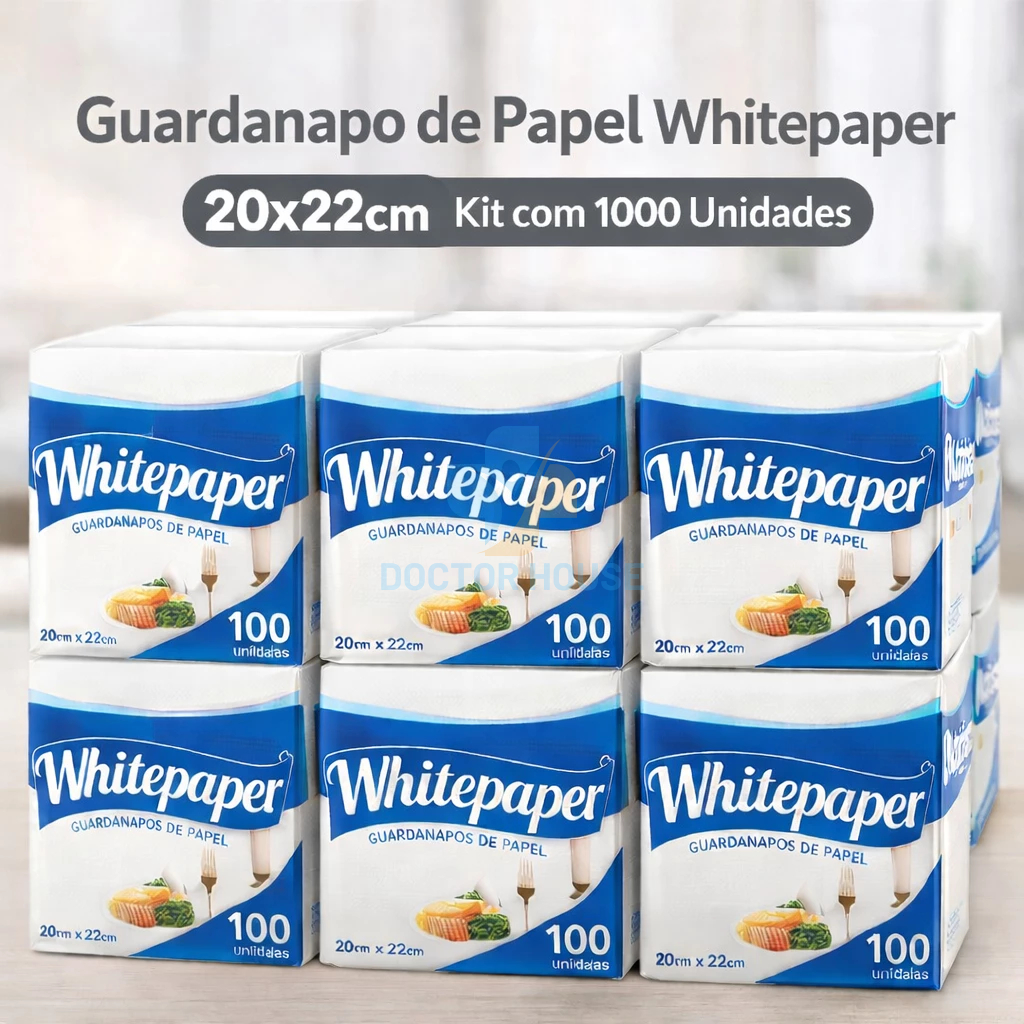 Guardanapo White Paper 20x22cm Kit 1000 Unidades Ideal Restaurantes Festas e Eventos em Oferta na Shopee