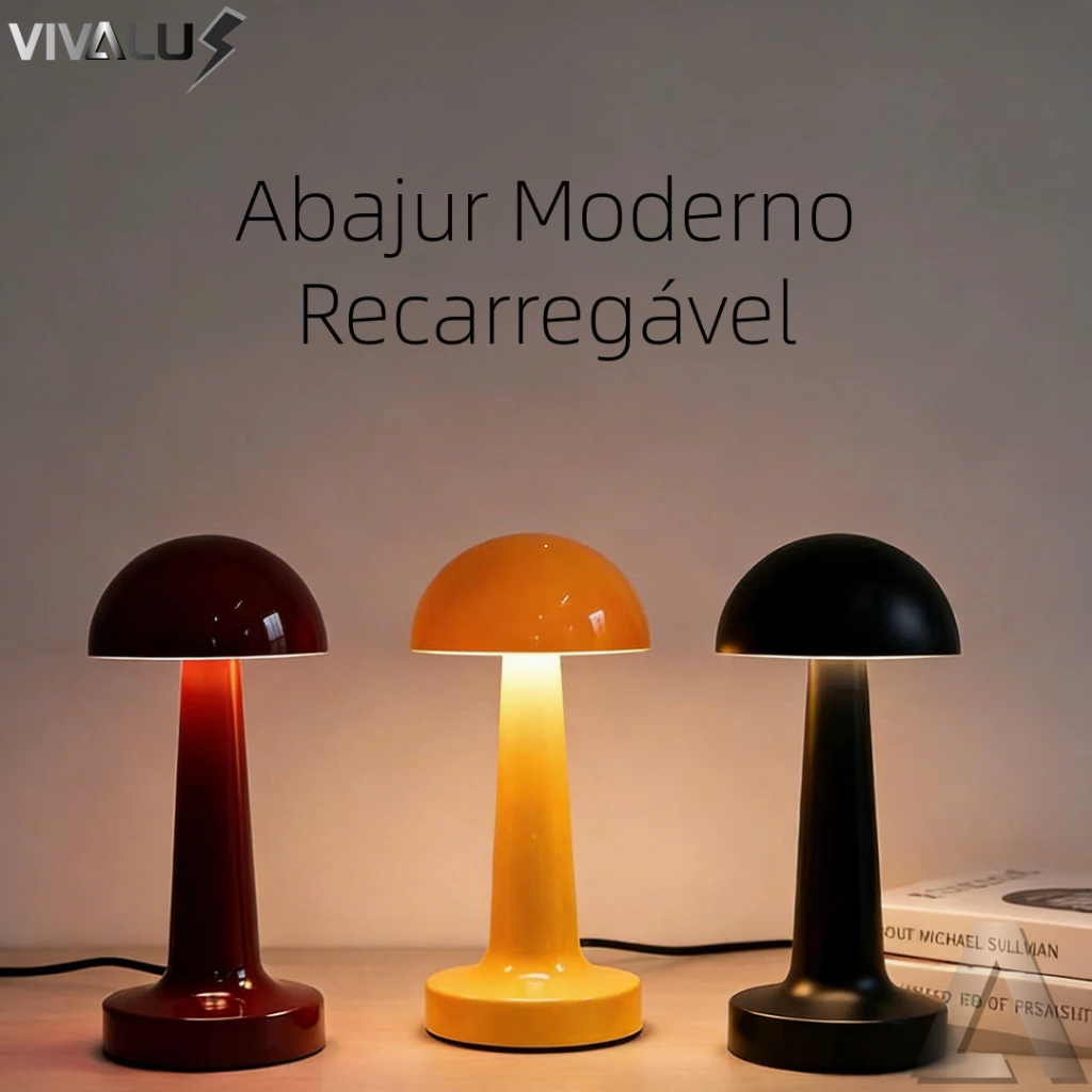 Abajur Cogumelo Moderno Laranja Vermelho Preto Luminária De Mesa Led Portátil Recarregável USB 5V em Oferta na Shopee