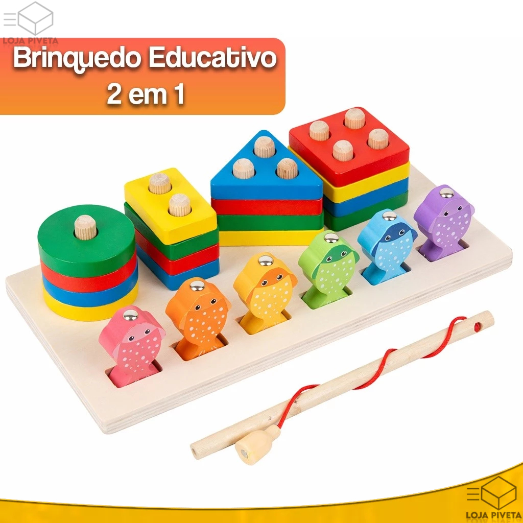 Brinquedo Educativo Montessori Pesca Magnética Com Formas Geométricas Interativo Pedagógico Escolar em Oferta na Shopee