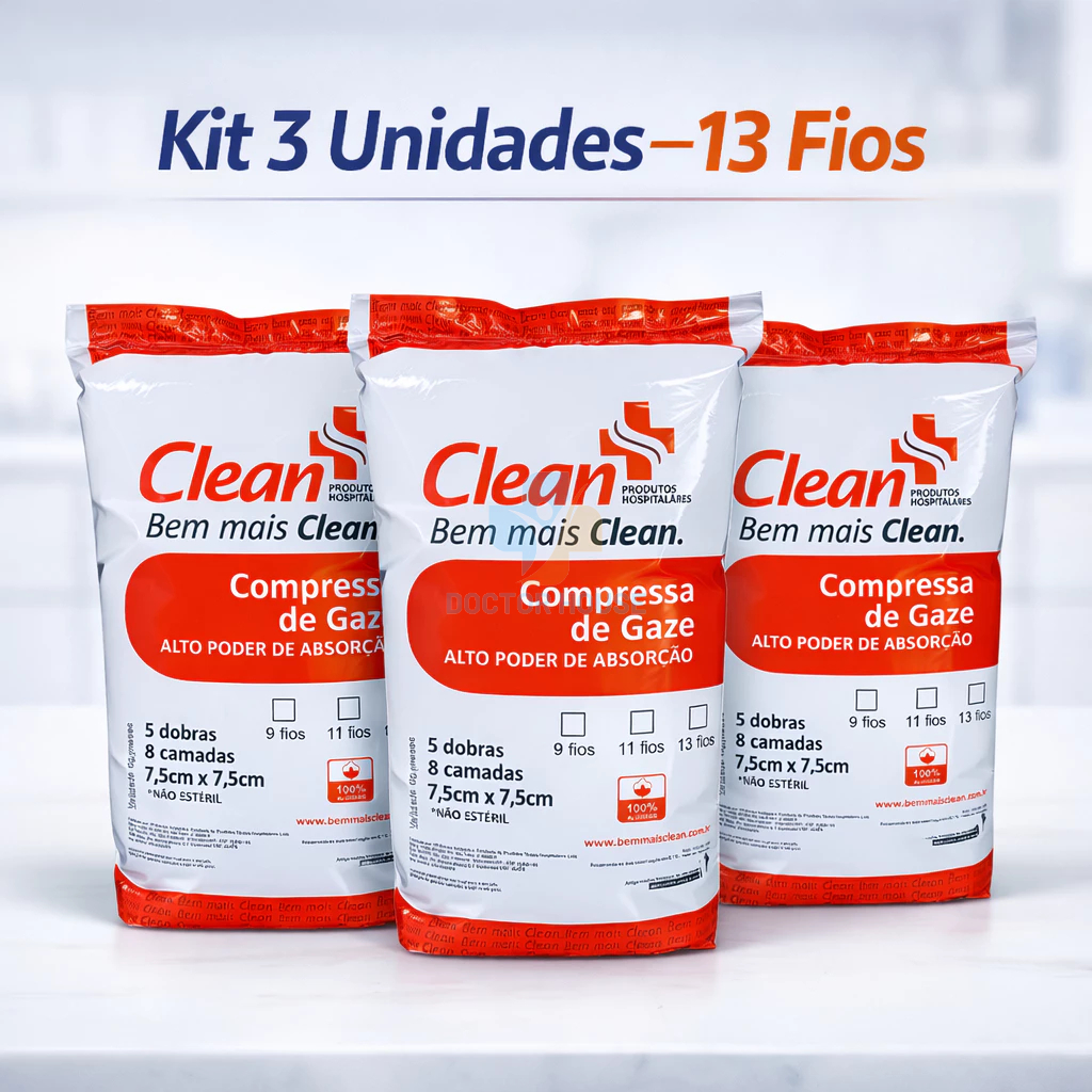 Kit 3 Compressa De Gaze 13 Fios Hidrófila 1500Un ou 720g (3x Pacotes 240g)