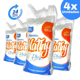 Kit com 4 Rolos de Algodão Hidrófilo 500g – 100% Algodão Nathy