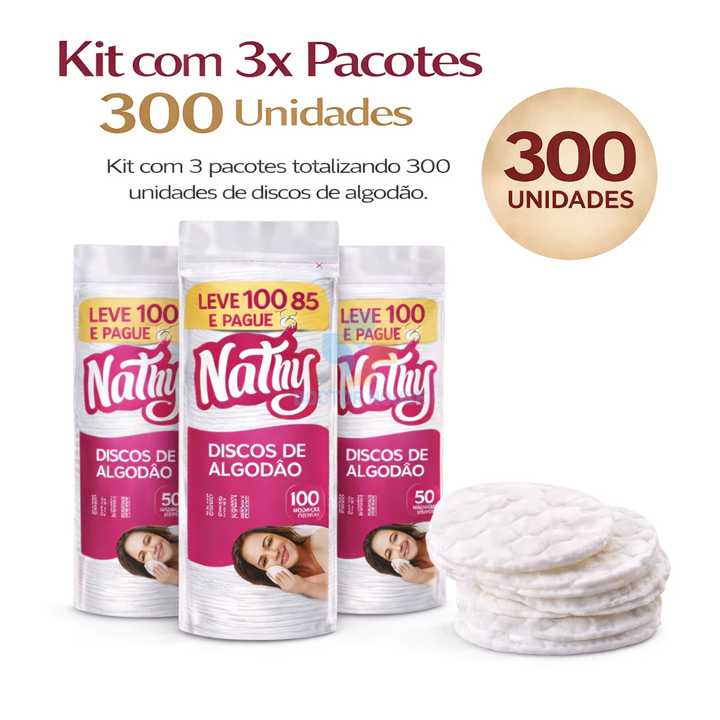 Discos De Algodão Dupla 300Un Face Limpeza Remove Maquiagem em Oferta na Shopee