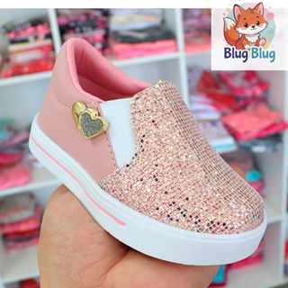 Tênis Slip Infantil meninas Coração Calce Fácil em Oferta na Shopee