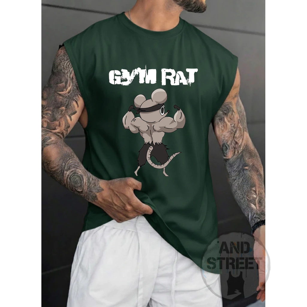 Camiseta Machão Gym Rat Regata 100% Algodão Streetwear Lançamento Envio Rápido