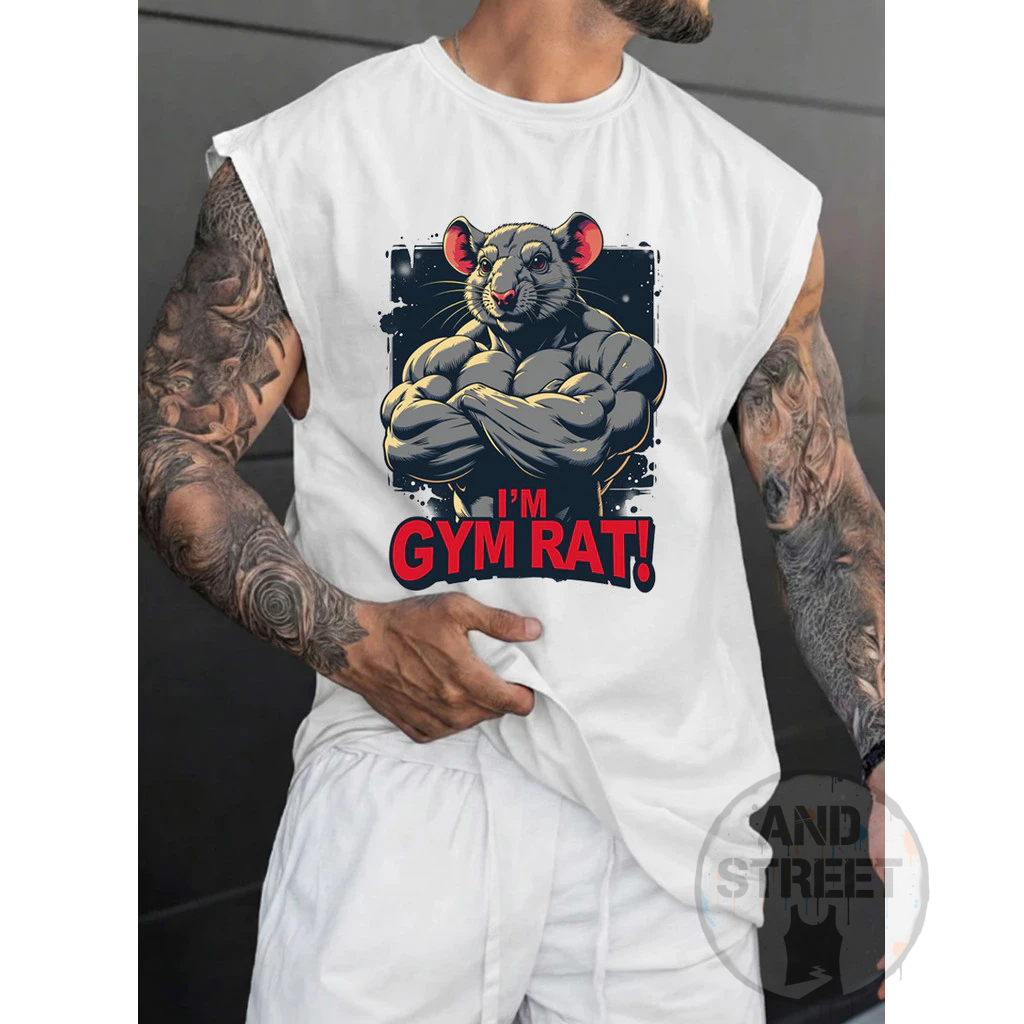 Camiseta Machão I´m Gym Rat Regata 100% Algodão Streetwear Lançamento Envio Rápido