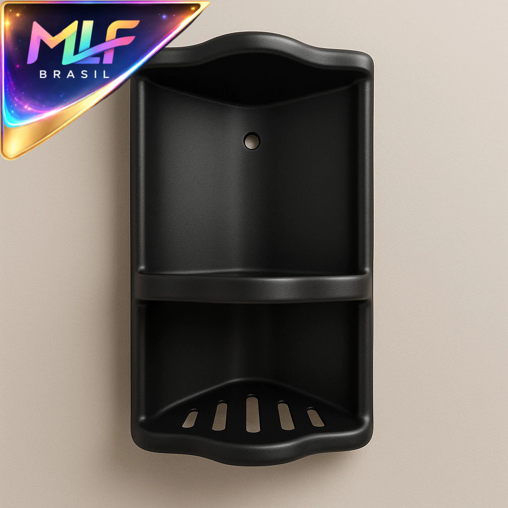 Suporte Preto Porta Shampoo Condicionador Sabonete de Parede Banheiro Box