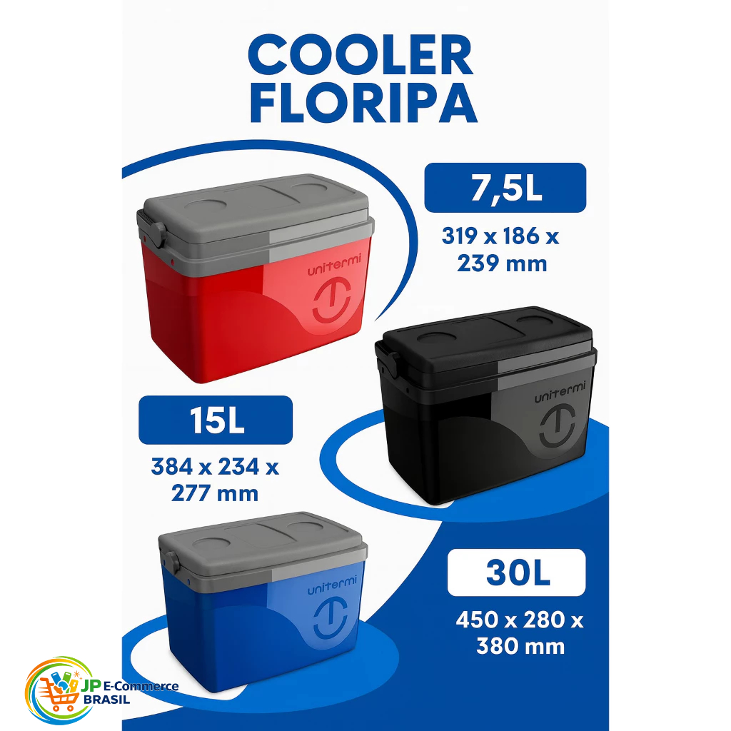 Caixa Térmica Unitermi 7,5L / 15L / 30L – Cooler Floripa com Alça | Perfeita para Praia e Verão!