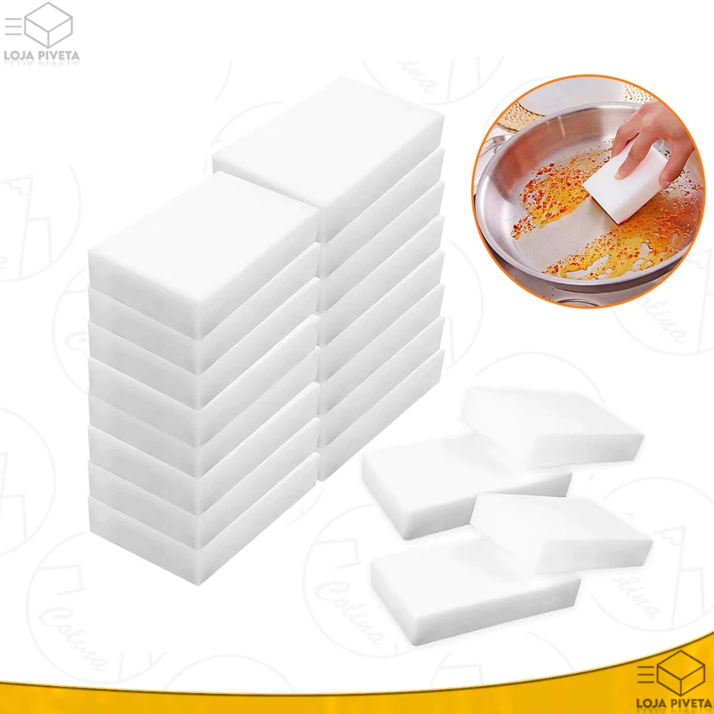 Kit 5/10/20/50x Esponja Mágica Branca de Melamina Tira Manchas Riscos Mágica Multiuso OFERTA