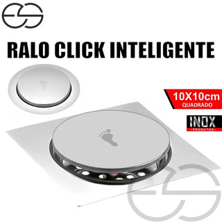 Ralo Click Inteligente 10x10 Cm Quadrado Redondo Inox Cromado - Veda Cheiro Banheiro Casa…