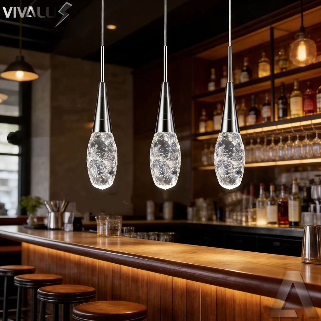 Pendente Cromado Cristal Luminária 3w Moderno 3 cores de luz Bivolt Luminária Lavabo Hall Quarto em Oferta na Shopee