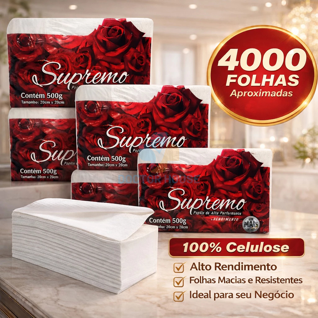 Papel Toalha Interfolha 2 Dobras Branco 20x20cm 4000 Folhas Enxuga Bem para Casa Industrias