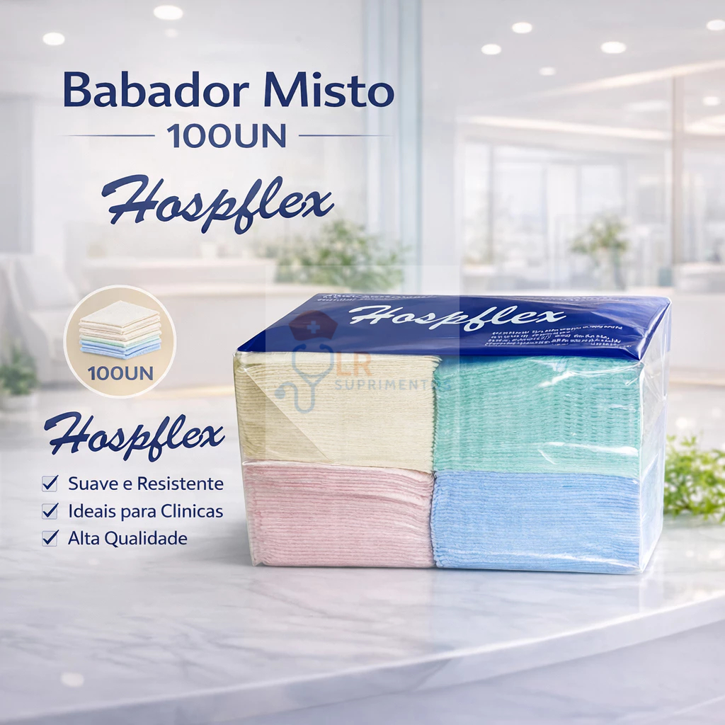 Babador Misto Descartável Hospflex Impermeável 100 Unidades para Odontologia e Clínica Dental em Oferta na Shopee