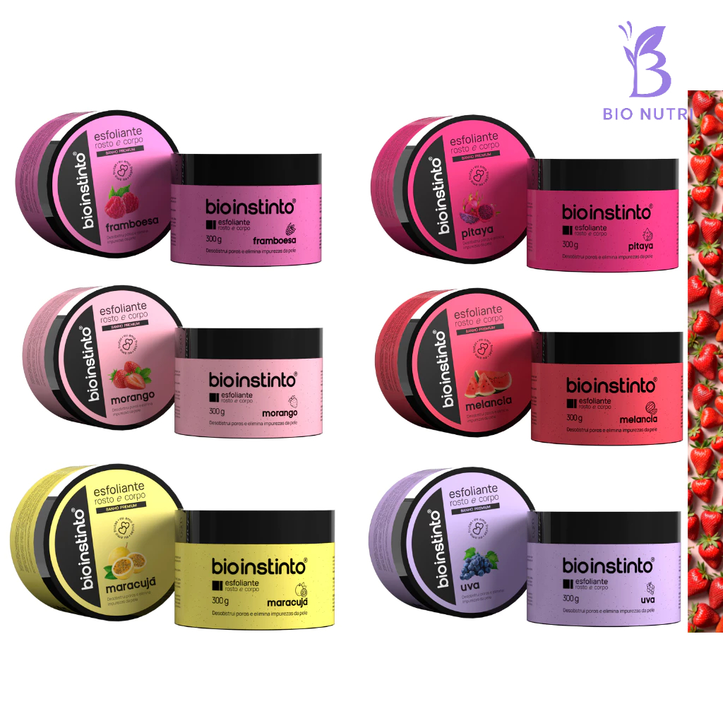 🧴 Kit Esfoliantes Corporais Bio Instinto – Frutas Premium 300g Cada